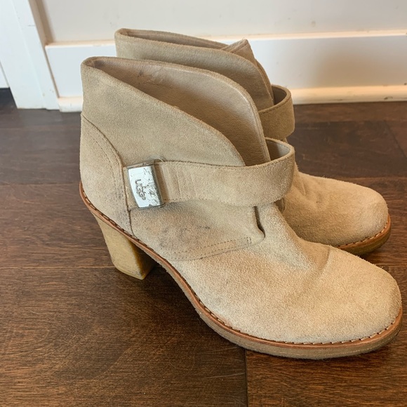 Ugg heeled booties with fur and adjustable straps 8 women’s - Picture 3 of 8